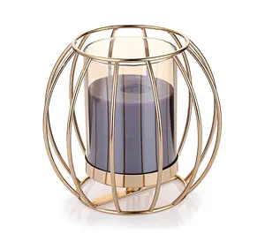 Factory Price Candle Holder Metal Candle Stand Interior Decorative Candle Lantern with Removable Glass Cover