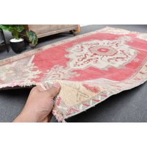 พรมสไตล์วินเทจขนแกะสีเบจสีแดงขนาด4.8x10ฟุตดีไซน์แบบเย็บติดโถงทางเดินทรงสี่เหลี่ยมผืนผ้าสำหรับห้องข้างเตียง - Product Image 3