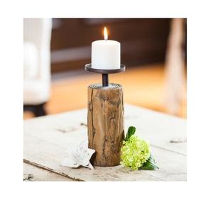 Portavelas de madera artesanal con acabado rústico perfecto para decoración de granja y estilo interior de temática vintage - Product Image 4