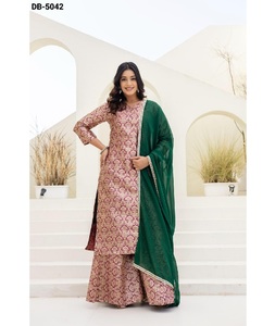 Traje Salwar Kameez de Tela Viscosa Tradicional India, Listo para Usar, con Trabajo Jacquard y Dupatta de Georgette para Mujer - Product Image 1