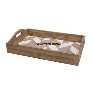 Plateau en bois finition noyer pour la restauration (hôtels, restaurants, cafés, mariages, fêtes) – Idéal pour servir aliments, fruits, snacks et boissons froides - Product Image 1