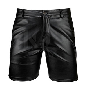 Trendy <b>Men</b> <b>Leather</b> <b>Shorts</b> Mid Waist Eco-Friendly Solid Casual Style Modern Slim Fit OEM Service for Club and Party Wear - Product Image 1