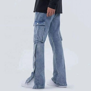 Pantalon en denim à impression personnalisée pour hommes Pantalon d'extérieur en coton spandex tricoté léger en coton délavé de haute qualité pour hommes - Product Image 2