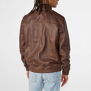 <b>Leather</b> Bomber <b>Jacket</b> With Custom Logo Embroidery Printing <b>Mens</b> Womens Fashion Outerwear Casual Wear OEM Supplier - Product Image 5
