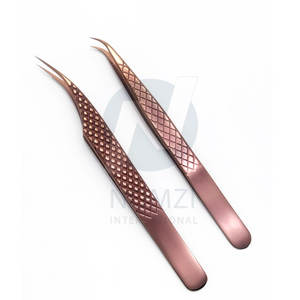 แหนบต่อขนตาสแตนเลสสีโรสโกลด์ไฟเบอร์ปลายแหลมติดเพชร90องศางานตามสั่ง - Product Image 6