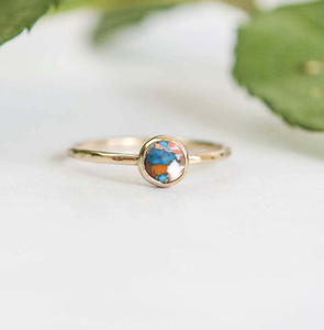 Trendy Shiny 18k Gold Plated <b>Turquoise</b> Brass <b>Ring</b> for Women Engagement <b>Ring</b> Vintage Ethnic Tribal Dainty Wholesale <b>Ring</b> - Product Image 3