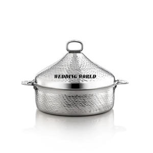 Acero inoxidable Hotpot espejo pulido hecho a mano diseñador cazuela forma redonda de lujo al por mayor calentador de alimentos de Metal - Product Image 1