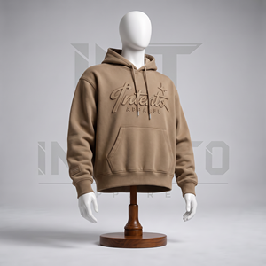 Sweat à capuche décontracté en molleton pour homme, coupe classique, épais, vert, avec logo en relief et imprimé lettres, poche kangourou avant - Product Image 3