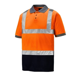 Hi Viz Vis High Visibility Polo Shirt Reflective <b>Tape</b> Safety <b>Security</b> Work Button T-Shirt Customized Polo Work Shirts - Product Image 5