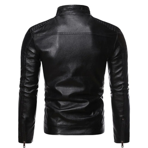 Veste en cuir d'agneau pour homme en gros, hiver, respirante, mode personnalisée, OEM avec fermeture éclair, col montant, logo frontal - Product Image 6