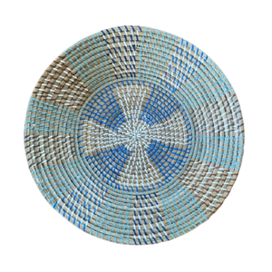 Vietnam Handmade Seagrass Plate <b>Basket</b> Wall Hanging Decor Rustic Eco-Friendly Accent Woven with Bamboo Rattan Wicker Boho Style - Product Image 1