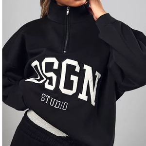 Ecológico tejido no tejido transpirable para la temporada de invierno Eco mujer nueva moda manga larga Color sólido sudaderas con capucha con forro polar - Product Image 2