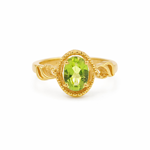 Anillo Clásico Ovalado de Plata de Ley 925 con Peridoto, Banda Elegante, Joyería Minimalista de Diseño - Product Image 4