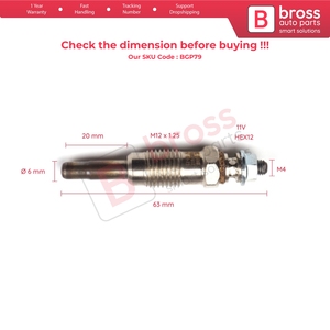 BGP79 1 Piece <b>Heater</b> Glow <b>Plug</b> 11 Volt for 1.9 D DT TD TDi DTi Engine 7700867617 - Product Image 5