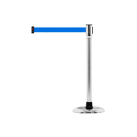 [BS-SS(BL)] Poteau de guidage à sangle rétractable à libération lente en matériau haute durabilité, compatible avec d'autres marques, avec mécanisme de verrouillage