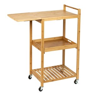 KIBamboo KIB008 Modern Design <b>Oak</b> Mobile Kitchen Shelf with Wheels 38x56x96cm - Product Image 1