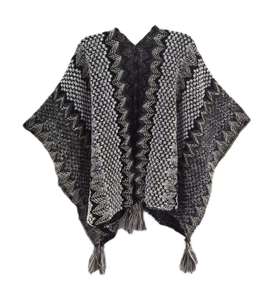 Boho Style Crochet <b>Shawl</b> Soft Warm Tassel <b>Wrap</b> Perfect for Autumn Winter Layering - Product Image 2