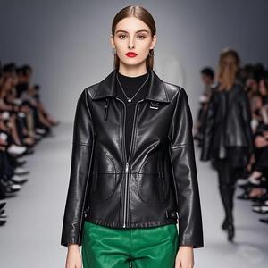 แจ็กเก็ตหนังประดับลูกปัดสำหรับผู้หญิง, แจ็คเก็ตแฟชั่นแขนยาวหนังบางสำหรับฤดูใบไม้ผลิและฤดูใบไม้ร่วง - Product Image 2