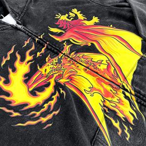 Sweats à capuche zippés personnalisés éponge française lavage à l'acide soleil fané sweats à capuche pour hommes unisexe haute qualité sérigraphie Street Wear sweats à capuche - Product Image 2