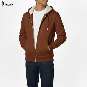 Nouvelle tenue d'hiver élégante et de haute qualité en coton respirant à manches longues avec fermeture éclair intégrale et capuche pour homme, 2 pièces à prix réduit - Product Image 5