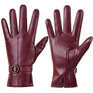 Guantes de Moda de Cuero para Mujer, Calidad Premium, para Invierno, Transpirables, Diseño Sólido, Fáciles de Usar - Product Image 1