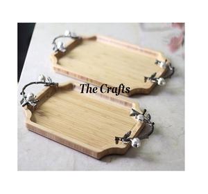 Bandeja de Desayuno de Acero Inoxidable de Diseño Moderno para el Hogar y Hoteles, Bandeja de Servicio con Asas de Metal Dorado - Product Image 6