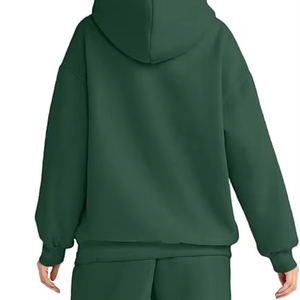 Ensemble de jogging de fitness à manches longues surdimensionné avec logo personnalisé pour femmes pantalon de survêtement à capuche solide pour l'entraînement d'hiver - Product Image 1