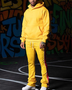 Streetwear personnalisé Survêtement Pantalon de survêtement évasé de haute qualité Sweat à capuche unisexe vierge et survêtement empilé Ensemble pour hommes - Product Image 1