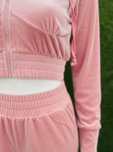 <b>Pink</b> Women's Canvas Vintage <b>Crop</b> Shirt Set Half Sleeve Shorts Solid Color Breathable Sportswear Casual Outfit Plus Size - Product Image 3