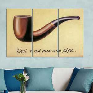 Tableau sur toile sur la philosophie surréaliste : « Ceci n'est pas une pipe », lot de 3 toiles - Product Image 1
