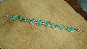 Blue Turquoise Sterling Silver <b>Bracelet</b> Adjustable Gemstone December Birthstone Handmade Jewelry Gift For Women - Product Image 3