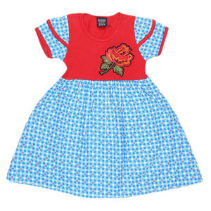 Robe fantaisie imprimée à manches courtes pour filles - Rouge - Product Image 1