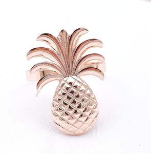 100% pur élégant moderne métal or ananas serviette anneau élégant fleur-Style cuisine accessoire pour table ou fête - Product Image 6
