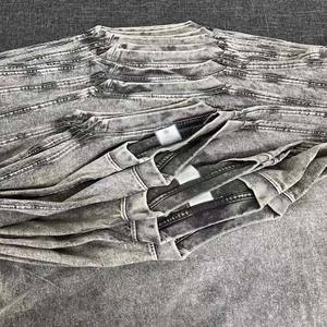 Camisetas al por mayor de algodón 100% de 180 g, unisex, estilo vintage, con lavado ácido, corte regular oversize, efecto desgastado, estilo urbano, OEM - Product Image 3