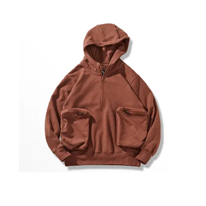 Chaqueta con capucha de carga de otoño e invierno 100% algodón orgánico pesado lavado Casual con bolsillo funcional nuevo de alta calidad - Product Image 1