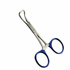 Pinza para Toallas Backhaus de Acero Inoxidable de Calidad Premium con Mango Recubierto en Azul, Instrumento para Cirugía General y Microcirugía - Product Image 1