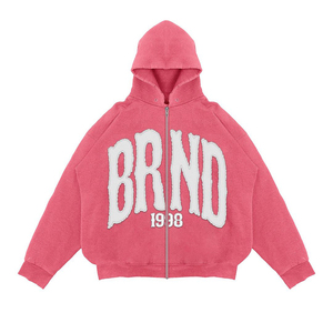 Customized Cotton Men's Two-Piece Flared <b>Sweatpants</b> and Hoodie Set Distress Patch Embroidered Streetwear Tracksuit for Winter - Product Image 6