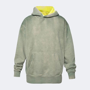 Nouveaux sweats à capuche pour hommes élégants et tendance, couleur unie, effet délavé, tissu polaire, coupe-vent et respirant, mélange de coton de haute qualité - Product Image 3