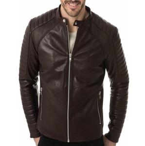 Chaqueta de Hombre de Piel de Oveja Auténtica con Diseño Acolchado y Bolsillos con Cremallera, Chaqueta de Cuero Transpirable para Hombre - Product Image 6