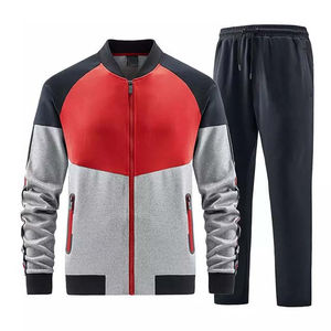 Survêtement en molleton de coton uni personnalisé pour homme, vêtements décontractés, fermeture éclair, logo personnalisé, différentes couleurs, survêtement deux pièces d'hiver - Product Image 1