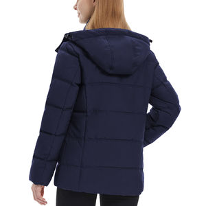 Abrigo largo de invierno con cremallera acolchada para mujer, Parka transpirable con capucha, chaqueta de lluvia de longitud media para senderismo para uso femenino - Product Image 3