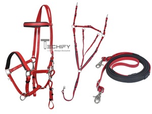 ชุดสายรัดเคลือบพีวีซีสีแดงมีสไตล์และทนทานเชือกแขวนคอม้า - Product Image 4