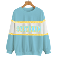 Sweat-shirt à capuche personnalisé pour femme avec nom d'équipe pour les jours de match |   Personnalisable, grande taille, séparation bicolore, travail à la main avec des paillettes