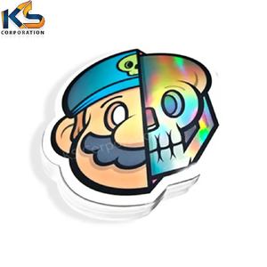 Autocollant en vinyle imprimé à l'écran de haute qualité et durable, motif dessin animé |   Impression UV sur feuille CMYK, imperméable, brillante, design holographique, dessin animé - Product Image 4