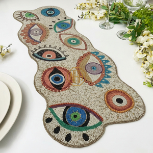 Chemin de table brodé de 36 pouces, perles de verre faites à la main, décoration de mariage de luxe, faible MOQ - Product Image 1