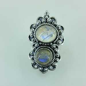 Rainbow Moonstone Labradorite 925 Sterling Silver Handmade <b>Plain</b> <b>Ring</b> Boho June Birthstone Jewelry Perfect Gift for Her - Product Image 4