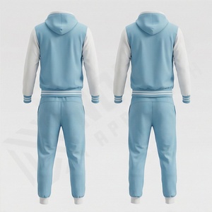 Ensemble survêtement tendance avec logo personnalisé pour homme, style rétro baseball, veste à capuche et pantalon de survêtement, dernière mode, tenue deux pièces - Product Image 2