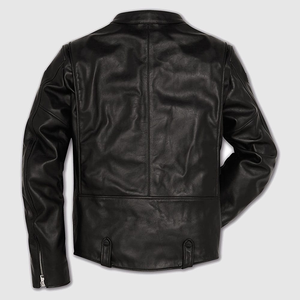 Veste en cuir noir d'hiver pour garçons, veste de motard en cuir d'agneau brun OEM pour hommes, veste de moto en cuir véritable pour hommes - Product Image 4