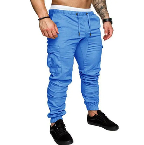 Pantalones cargo informales con cremallera para hombre, pantalones de chándal regular con punto de ajuste de tela de cintura ajustable, ligeros - Product Image 2