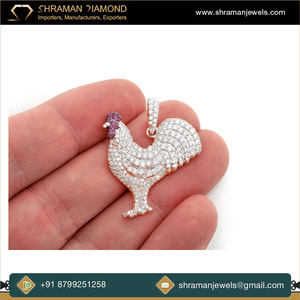 2025 Exclusif Premium Qualité D Couleur VVS 2.25 TCW 16 Grammes Personnalisé Rubis Coq 14K Or Massif Moissanite Pendentif pour Hommes Femmes - Product Image 3
